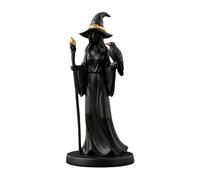 Chiusuet Statue de sorcière d'Halloween gothique en résine tenant un sceptre avec corbeau, décoration de magicien rétro, décoration fantaisie, décorations d'Halloween à collectionner