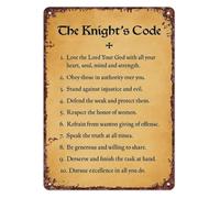 Chivalry The Knights Code Tin Sign for Home Office Dormitory Apartment Wall Decoration Medieval Quote Poster for History Fantasy Enthusiasts 8 X 12 inch