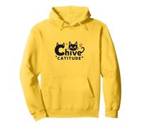 Chive Catitude: Sassy Cat Lover Design avec Empreintes de Pattes Sweat à Capuche, Unisexe pour Adultes, Citron, L