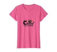Chive Catitude: Sassy Cat Lover Design avec Empreintes de Pattes T-Shirt, Femme, Rose Chiné, XS