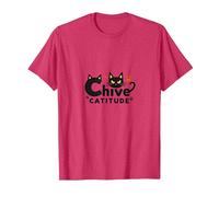 Chive Catitude: Sassy Cat Lover Design avec Empreintes de Pattes T-Shirt, Homme, Rouge Chiné, XL