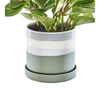 Chive Pot de Fleurs en céramique « Minute » - Jolis Pots Succulents colorés de 12,7 cm pour Plantes d'intérieur et d'extérieur - Belle décoration Moderne de Cuisine de Ferme - Vert Mat