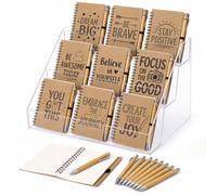 Chivertion 54 Set Small Spiral Inspirational Notebooks with Pens 4x5.5 Inch Inspirational Journals Bulk Motivational Appreciation Thank You Gift for Team Coworker Teacher Student Volunteer (Kraft)