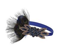chiwanji Bandeau Headband Cristal 1920s Bandeau Plume Accessoires Charleston Bandeau 20 Vintage à Thème, Bleu Marin