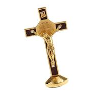 chiwanji Petite statue en métal en forme de crucifix de 8,9 cm, décoration de chapelle, décoration de tableau de bord de voiture, amulette chrétienne (3 couleurs), doré