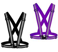 chiwo Lot de 2 Gilets réfléchissants pour Course à Pied, Haute visibilité, réglable, Ceinture réfléchissante d'extérieur pour Le Cyclisme de Nuit, la randonnée, Le Jogging