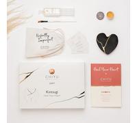 CHIYU Kit de réparation Kintsugi - Heal Your Heart - Colle d'or - Coeur en céramique inclus - Boîte cadeau - Kintsugi kit de réparation - Fusain