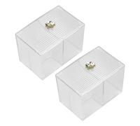 Chiyyak 2 Morceaux de Coton-tiges en Plastique Transparent et Durable, Sûr et Large Organisateur de Bonnes Affaires en Coton pour le Bureau, la Famille, le Dessus de Table