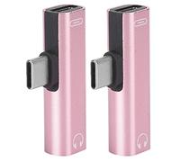 Chiyyak Adaptateur Distributeur de Casque de Charge TypeC à 3,5 Mm avec Protection en Aluminium pour LeEco LeMax, Argent (Rose)