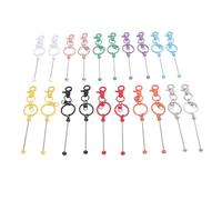 Chiyyak Barres de Porte-Clés Perlées, Kit de 10 Porte-Clés en Fer avec Conception Rotative à 360 Degrés, Tige de Perles Multicolore pour Travaux Manuels, Cadeaux, Décorations de C