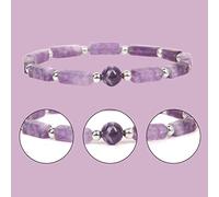 Chiyyak Bracelet en Cristal de Protection en Améthyste pour la Purification du Corps, L'amélioration de L'humeur et la Concentration pour les Femmes Taille 13 * 4 Cm