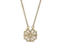 Chiyyak Collier avec Pendentif en Forme de Cœur D'amour Pliable, Trèfle à Quatre Feuilles, Matériau en Alliage Durable pour Femmes et Filles, Cadeau de Saint-Valentin, Léger et Confortable,