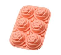 Chiyyak Cubes de Glace Rose 3D, épreuve à L'épreuve des Fuites, Moule de Glaçons de Silicone Facile à Résoudre, Forme de Glace à 6 Fleurs avec Couvercle en Entonnoir