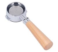 Chiyyak Écran de café de 54 Mm en Alliage en Aluminium, 2 Oreilles, Poignée de Portafilter sans Fond avec un écran Filtre à une Seule Couche (Type A2 Beech Wood)