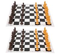 Chiyyak Ensemble de 2 Pièces de Jeu D'échecs Léger et Compact, adapté à Les âges, Parfait pour Détendre Le Corps et l'esprit, Plastique, Couleur Marron et Bois, échiquier 9,65 X 9,84 Pouces
