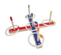 Chiyyak Ensemble de Jeu D'anneaux de Lancer pour Tout-Petits, Matériau Sûr et sans Odeur, Favorise la Pensée Logique, 5 Pôles, Amusant en Famille, Bois Massif + Coton
