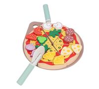 Chiyyak Ensemble de Jeu de DéCoupe de Pizza en Bois, Ensemble de Cuisine éducatif pour Enfants, de Jouets de Fabrication de Pizza avec Plateau, 6 Tranches, Garnitures