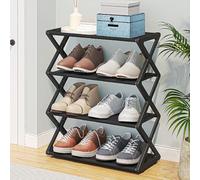 Chiyyak Étagère à Chaussures Pliable à 4 Niveaux, Organisateur de Rangement de Chaussures Peu Encombrant sans Assemblage D'outils, pour Placard, Couloir, Entrée, Chambre à Coucher (Noire)