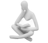 Chiyyak Figurine de Penseur, Ornement d'art Abstrait en Résine avec Finition Brillante, pour Salon, Bureau, Bibliothèque, Cadeau de Bureau (Blanche)