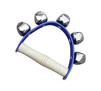 Chiyyak Graque à Main de Percussion, Instrument de Musique avec 5 Cloches pour Chœur, Activités Scolaires, Boulonnerie de Poignet en Métal, Poignée en Bois, éducation à la Maternelle (Bleu)