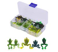 Chiyyak Kit de Leurre Grenouille Réaliste, 10 Pièces Hameçons de Pêche Appâts Grenouille + Fil Anti-Morsure + Connecteurs Kit D'accessoires pour Matériel de Pêche