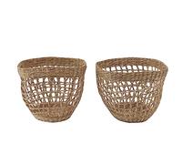 Chiyyak Lot de 2 Paniers Tissés en Jonc de Mer Tissés à la Main avec Texture Unique, pour Décoration D'intérieur, de Ferme, de Salon, de Bureau
