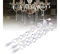 Chiyyak Lot de 30 Brins de Cristal Acrylique, Pendentif Artisanal pour Décoration de Mariage, Maison, avec Anneaux Sautants Chromés Argentés pour Centres de Table de Mariage, Fête
