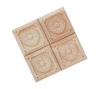 Chiyyak Lot de 4 Appliques à Carreaux Sculptées Non Peintes pour Décoration de Meubles (Style 4)