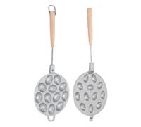 Chiyyak Machine à Noix Polyvalente, Facile à Utiliser, Poêle à Biscuits Ovale, Manche en Bois en Alliage D'aluminium pour Friandises Faites Maison (12 trous)