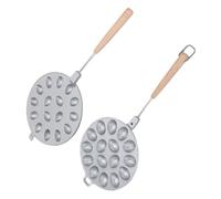 Chiyyak Machine à Noix Polyvalente, Facile à Utiliser, Poêle à Biscuits Ovale, Manche en Bois en Alliage D'aluminium pour Friandises Faites Maison (16 trous)