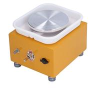 Chiyyak Mini Tour de Poterie, Machine en Céramique Compacte pour Bricolage Artistique, avec Bassin Amovible, Vitesse de 0 à 2000 Tr/min, Couleur Dorée, Faible Encombrement, Opération (Alliage,
