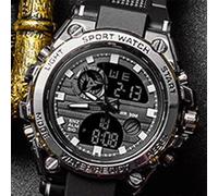 Chiyyak Montres Numériques étanches, Montre Intelligente Légère, Montre électronique LED à Double Affichage pour Garçons, Bracelet en Résine Respectueux de la Peau, Coque de 0,7 Pouces (#2)