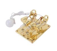 Chiyyak Moteur Stirling à Air Chaud à 4 Cylindres, Générateur d'électricité à Lumière LED pour Projet Scientifique pour Enfants, avec Base en Bois, Modèle de Physique éducatif (Or)