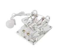 Chiyyak Moteur Stirling à Air Chaud à 4 Cylindres, Générateur d'électricité à Lumière LED pour Projet Scientifique pour Enfants, avec Base en Bois, Modèle de Physique éducatif (Argent)