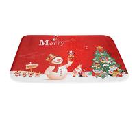 Chiyyak Paillasson de Noël, Tapis de Sol Antidérapant au Design Tendance avec Matériau en Flanelle de Polyester, pour Décoration de Vacances D'entrée Intérieure et Extérieure 15,8 X