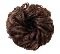 Chiyyak Perruque Chignon Bou et Ondulée, Postiche élégante, Douce et Moelleuse, Aspect Réel, pour Sortir avec des Femmes (Marron clair)