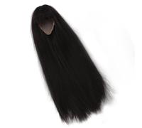 Chiyyak Perruque Longue et Droite de Poupée, Cheveux Synthétiques Réalistes avec Frange Droite avec Cuir Chevelu simulé pour Poupées à L'échelle 1/4, Tour de Tête de 18,5 à 21 Cm (Noire)