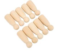 Chiyyak Poupée à Chevilles en Bois 10 Pièces, Accessoires Artisanaux Naturels Inachevés Faits à la Main pour Enfants, avec Surface Lisse sans Bavure pour la Décoration (Bagage 2)