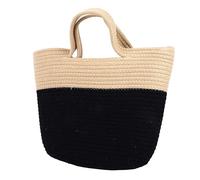 Chiyyak Sac tissé à la Main, Paille Tressée, Grande capacité, Couleur Contrastée, Design élégant avec Poignée Souple, pour la Plage, Le Shopping, Les Voyages, la Salle de Sport, l