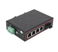 Chiyyak Switch Ethernet Industriel, 1 Port Optique SFP 4 Ports Ethernet RJ45 10 100 Mbps, avec Port FX Remplaçable à Chaud et Indicateurs LED, pour Transmission Fibre jusqu'à 120 Km