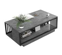 Chiyyak Table Basse Industrielle Rustique, Gain de Place, Durable, Table de Salon avec étagère de Rangement, Assemblage Facile, Panneau Haute densité en Métal