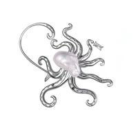 CHIZISX Bijou d'oreille unique en forme de pieuvre avec perles baroques en alliage de métal léger pour femme