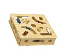 CHIZISX Boîte puzzle en bois pour soins des ongles des chats avec labyrinthes interactifs et cloches boule pour la coupe amusante des griffes et des moments de jeu, jeu d'intelligence excitante
