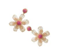 CHIZISX Boucles d'oreilles pendantes en forme de fleur de paille en raphia - Accessoire tendance pour les vacances, taille unique, raphia, Pas de gemme