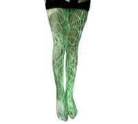 CHIZISX Collants résille phosphorescents pour femme - Motif tête de mort - Flamme - Serpent - Vert, crâne, Taille unique
