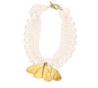 CHIZISX Collier robuste avec fausses perles - Chaîne de clavicule robuste et en alliage résistant à l'usure et garde la brillance pour un usage quotidien - Collier de fête - Accessoire de mode, taille