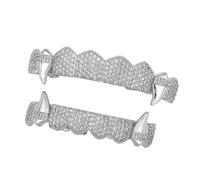 CHIZISX Ensemble de dents de vampires pour fêtes costumées - Accessoire de jeu de rôle léger en cuivre - Options dorées et argentées - Faux dents de vampire légères, taille unique, Comme décrit, Comme