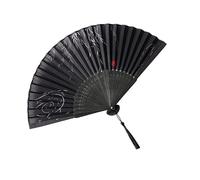 CHIZISX Éventail pliable en bambou avec motif de saule Accessoires de refroidissement Tissu de soie Style chinois Décoration Artisanat Culturel Festival Bambous Art Fan
