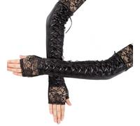 CHIZISX Gants de robe de soirée pour femme Demi-doigt Dentelle Proms années 1920 Gants de mariée pour mariage Mitaines, Noir , taille unique