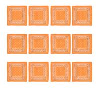 CHIZISX Lot de 12 foulards de tête, bandanas à impression occidentale pour danse de rue, foulard vintage à fleurs pour adulte, bandana unisexe hiphop, Orange, Taille unique